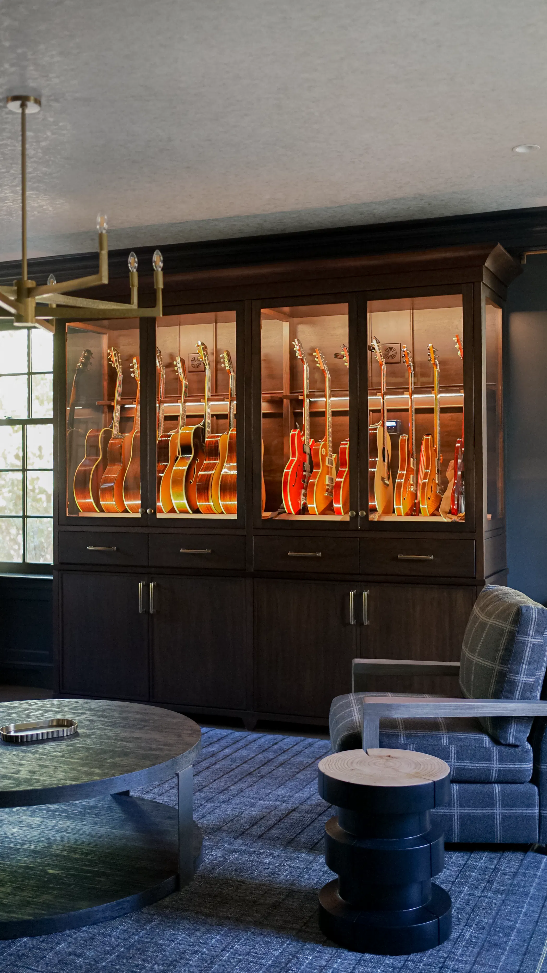 Luxury modern guitar display case cabinet humidor, music room entertainment display
