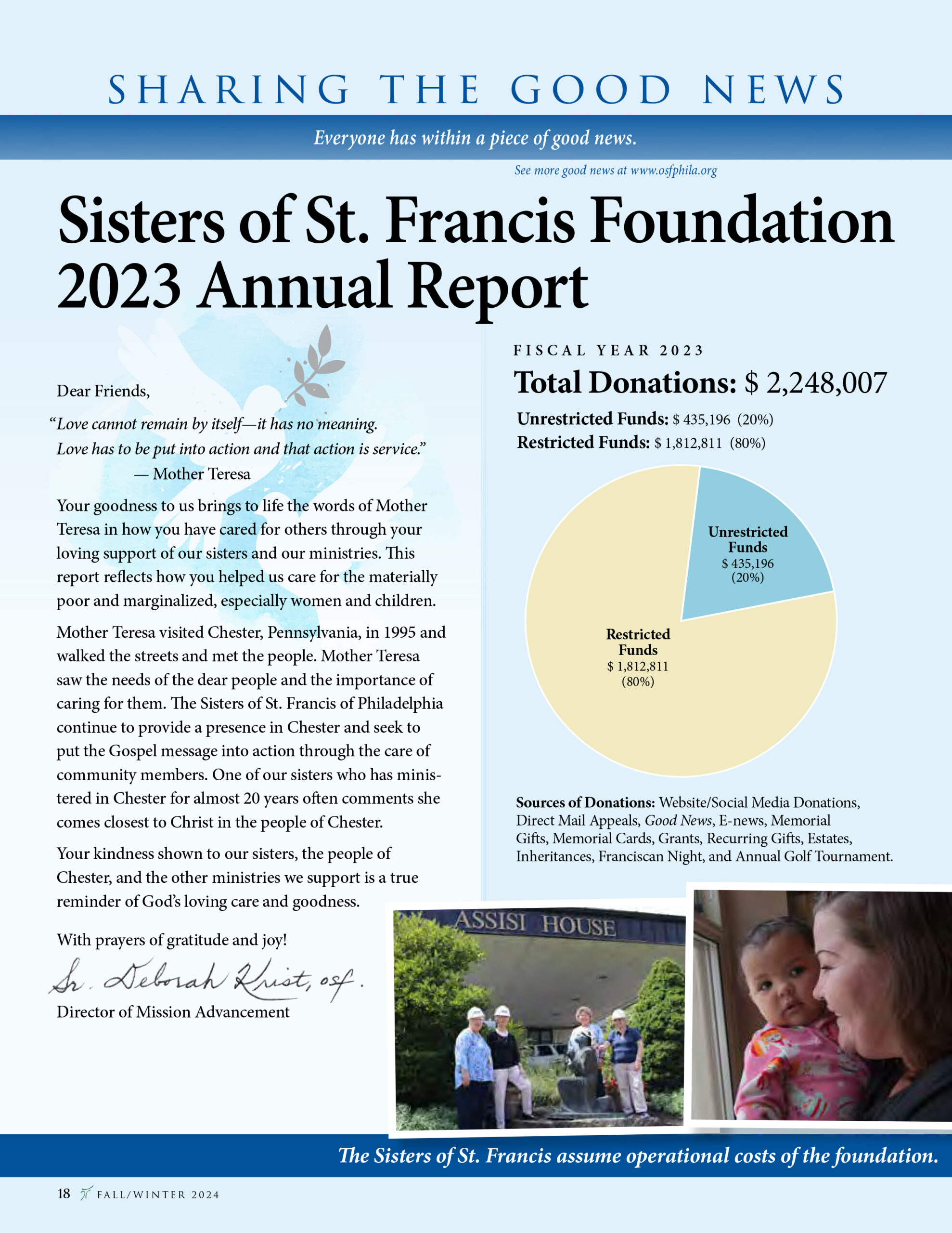 Foundation Annual Report – The Sisters of St. Francis of Philadelphia
