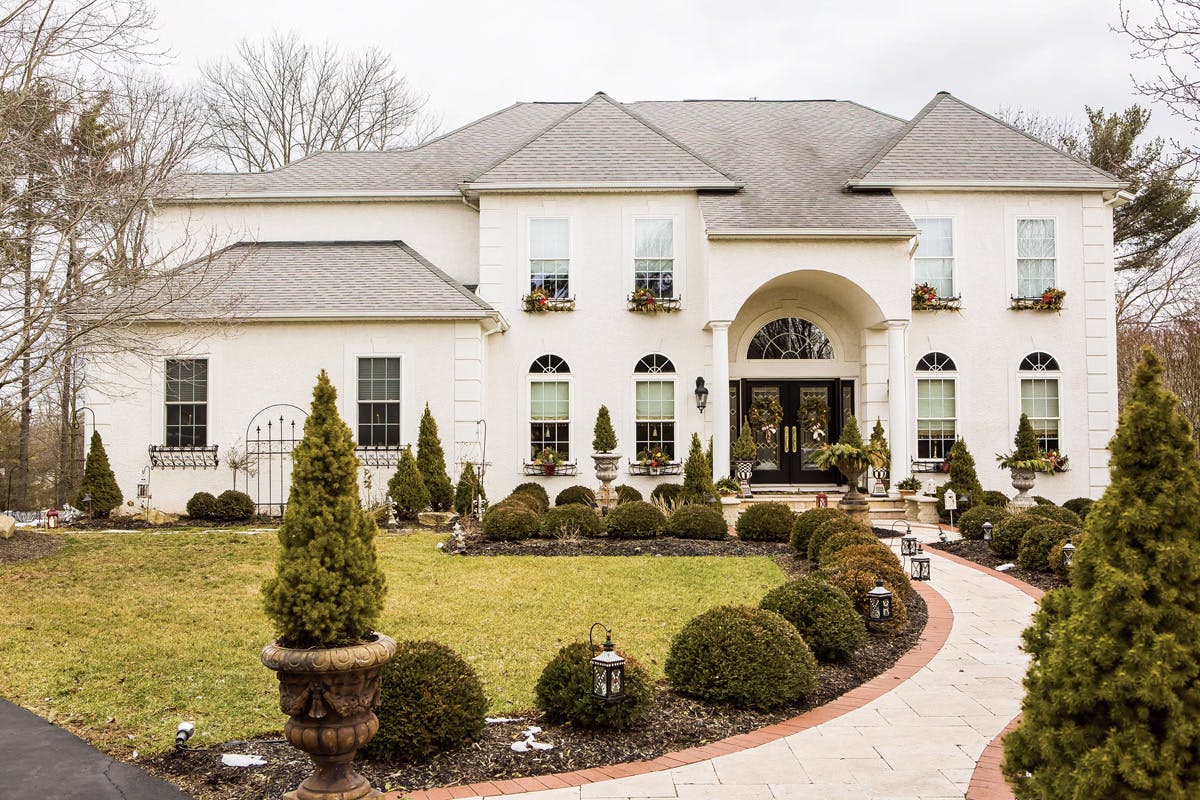 stucco remediation for large, two story suburban house in ambler, pa